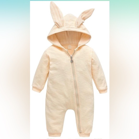 NWT Toddler Bunny Baby Easter Romper Long Ear Rabbit Hoodie Romper Jumpsuit 2-3T - Picture 3 of 9